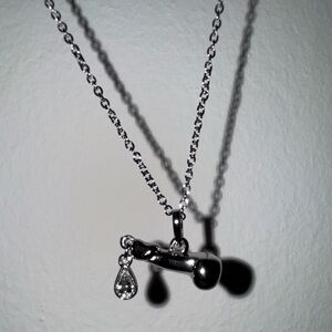 Vivienne Westwood Silver Penis Crystal Love Drop Penis Pendant Necklace